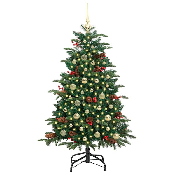 vidaXL Kunstig juletre med 150 LED gr&oslash;nn 150 cm PVC og Metall og Plast