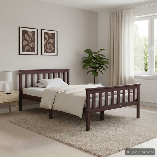 vidaXL Sengeramme mørkebrun heltre furu 120x200 cm