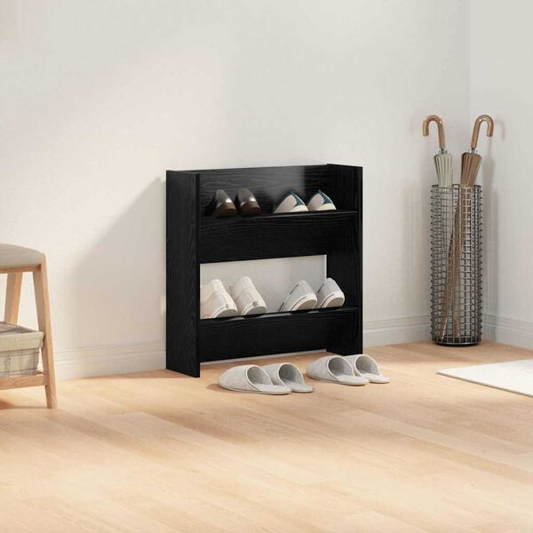 vidaXL Sko Skap med hylle Svart Eik 60 x 18 x 60 cm Konstruert tre