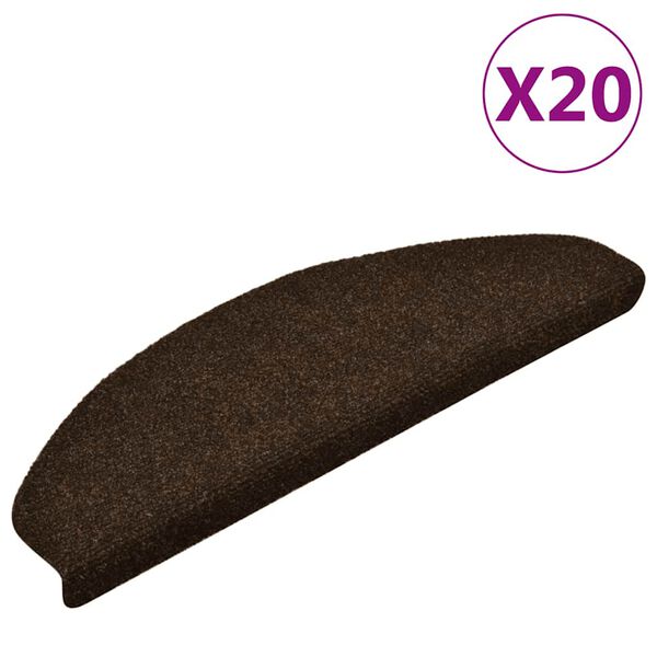 vidaXL Trappematter selvklebende 20 stk 65x21x4 cm brune halvrund store