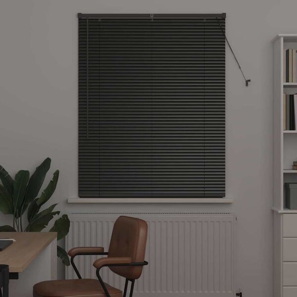 vidaXL Vindu Persienne med gardiner Svart Aluminium
