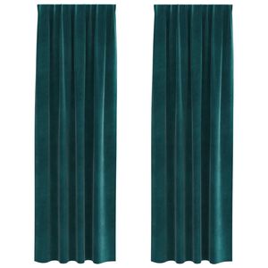 vidaXL Blendingsgardiner 2 pcs M&oslash;rkegr&oslash;nn 140 x 245 cm Fl&oslash;yel