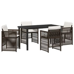 vidaXL Hage Spisegruppe 5 pcs Brun Pulverlakkert st&aring;l
