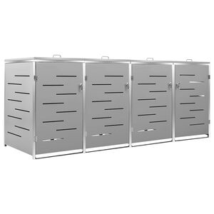vidaXL S&oslash;ppeldunkskur firedobbelt 276,5x77,5x115 cm rustfritt st&aring;l