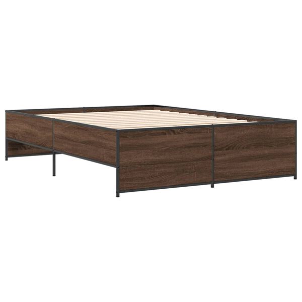 vidaXL Sengeramme brun eik 140x190 cm konstruert tre og metall