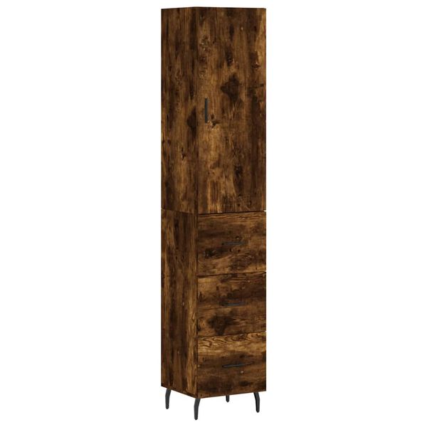 vidaXL Highboard r&oslash;kt eik 34,5x34x180 cm konstruert tre