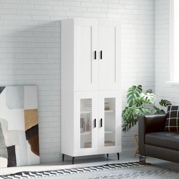 vidaXL Highboard hvit 69,5x34x180 cm konstruert tre