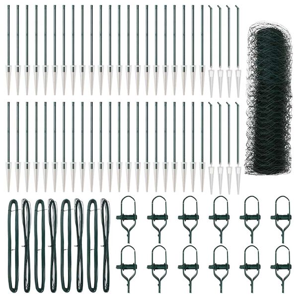 vidaXL Gjerdep&aring;le gr&oslash;nn 100 x 0,5 m (50 mm mesh) St&aring;l og PVC