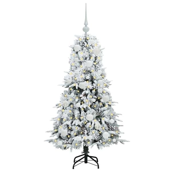 vidaXL Kunstig sammensatt juletre med 150 LED Hvit 120 cm PE og PVC