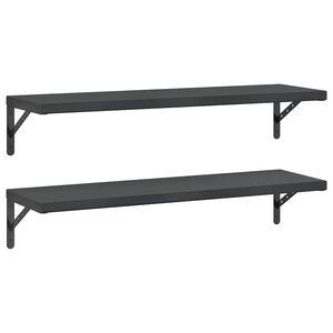 vidaXL Vegghyller 2 stk 100x30 cm svart rustfritt st&aring;l