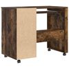 vidaXL Skrivebord med hjul Røkt eik 91 x 50 x 77 cm Konstruert tre