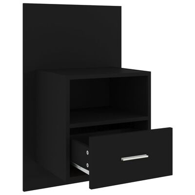 vidaXL Veggmontert nattbord svart konstruert tre