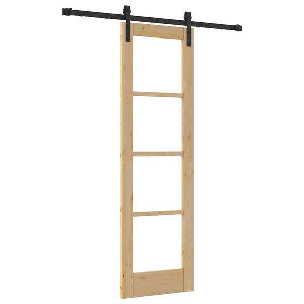 vidaXL Skyvedør ORKDAL Naturlig 61 x 198,5 cm Massivt furutre og glass