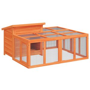 vidaXL Kaninbur brun 144x123x67,5 cm heltre furu