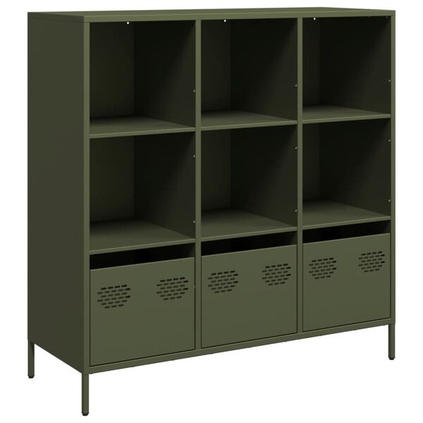 vidaXL Highboard olivengr&oslash;nn 101,5x39x103,5 cm st&aring;l