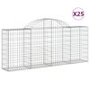 vidaXL Gabionkurver buede 25 stk 200x30x80/100 cm galvanisert jern