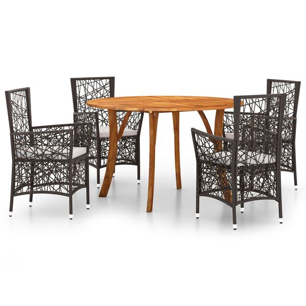 vidaXL Utend&oslash;rs spisestue 5 deler brun