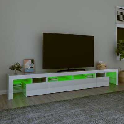 vidaXL TV-benk med LED-lys høyglans hvit 260x36,5x40 cm