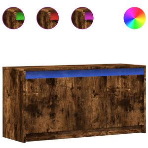 vidaXL TV-benk med LED r&oslash;kt eik 100x34x50 cm konstruert tre