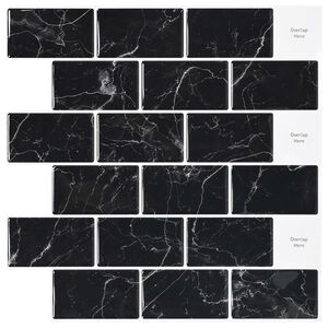 vidaXL Subway-flis 20 stk. Svart marmor 30 x 30 cm Polyuretan og PET
