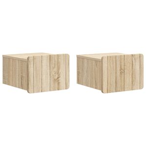 vidaXL Vegghengt Nattbord med skuff 2 pcs Sonoma eik 33 x 34,5 x 24 cm