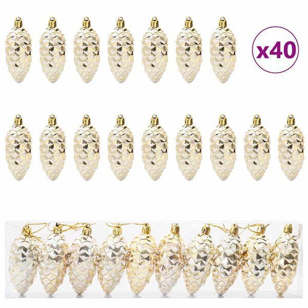 vidaXL Julefuru Kongleball 40 pcs Gull Plast