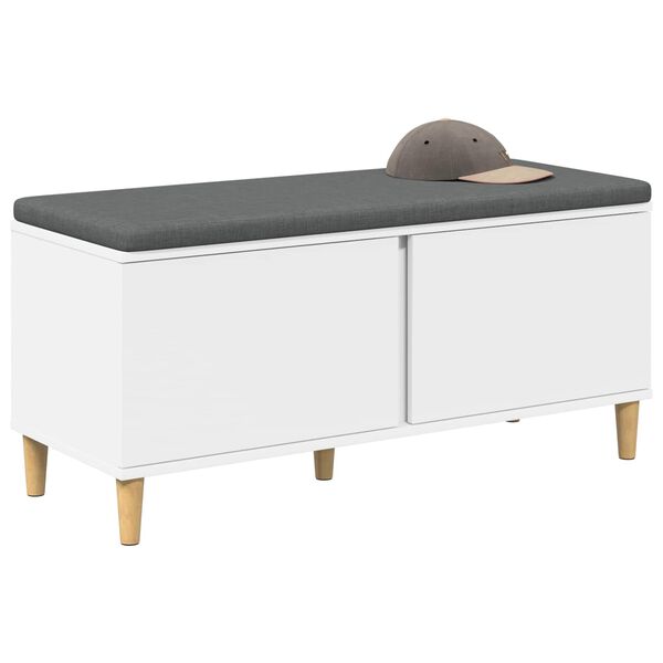 vidaXL Gangbenk med pute med lagring med d&oslash;r Hvit 100 x 38 x 46 cm