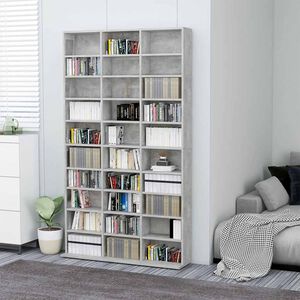 vidaXL CD-hylle betonggr&aring; 102x16x177,5 cm konstruert tre