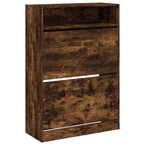 vidaXL Skoskap med 2 vippeskuffer r&oslash;kt eik 80x34x116 cm