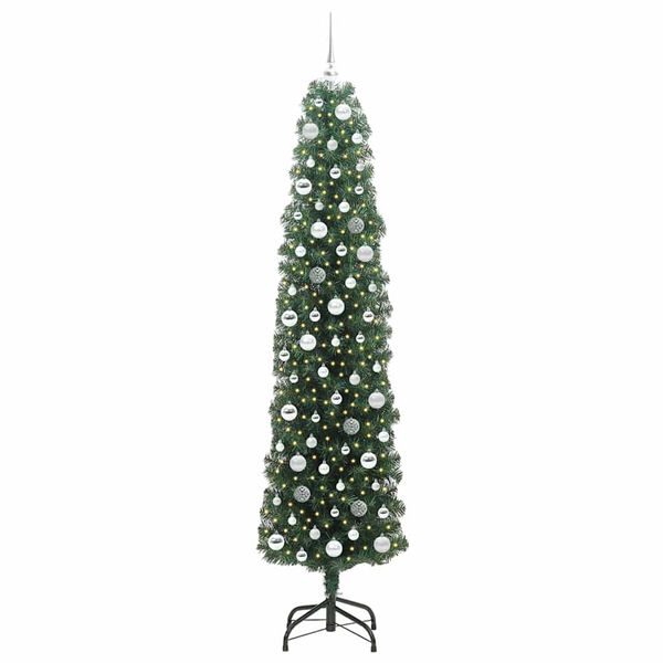 vidaXL Kunstig juletre med 300 LED grønn 210 cm PVC og stål og plast