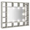 vidaXL Speilskap med LED betonggr&aring; 91x15x76,5 cm