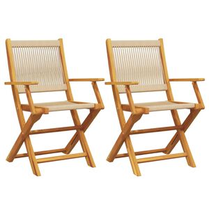 vidaXL Klappstoler 2 stk. beige heltre akasie og polypropylen