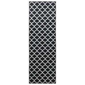 vidaXL Teppe Runner LESAKA Svart og hvit 50 x 100 cm Diamant fl&oslash;yel
