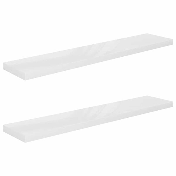 vidaXL Flytende vegghyller 2 stk h&oslash;yglans hvit 120x23,5x3,8 cm MDF