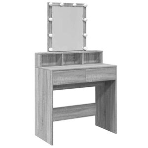 vidaXL Sminkebord med LED gr&aring; sonoma 80x41x144,5 cm