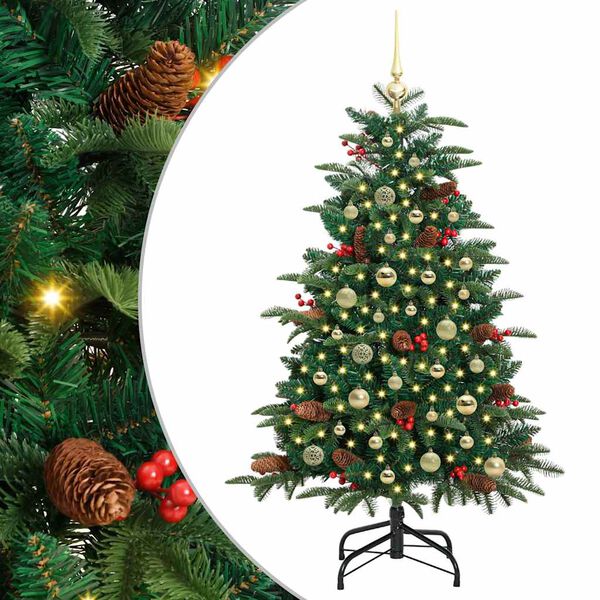 vidaXL Kunstig juletre med 150 LED gr&oslash;nn 150 cm PVC og Metall og Plast
