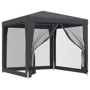 vidaXL Festtelt med 4 sidevegger av netting antrasitt 2,5x2,5 m HDPE