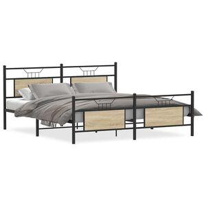 vidaXL Sengeramme i metall uten madrass sonoma eik 160x200 cm