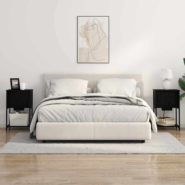 vidaXL Nattbordskap Svart Eik 38 x 31 x 61 cm Konstruert tre