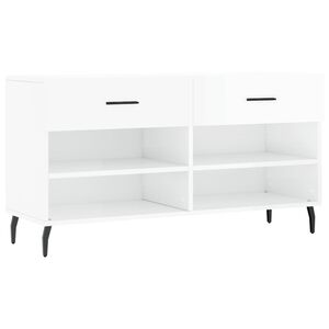 vidaXL Skobenk h&oslash;yglans hvit 102x35x55 cm konstruert tre