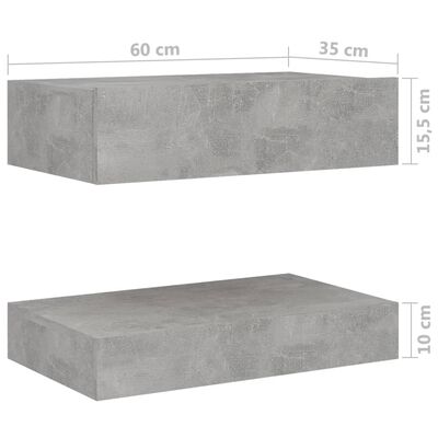vidaXL Nattbord betonggrå 60x35 cm sponplate