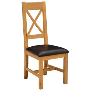 vidaXL Spisestuestol 2 stk. Massivt Eiketre Svart 45 x 54 x 105 cm