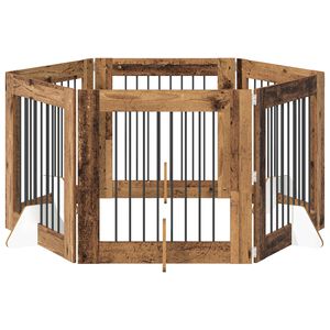 vidaXL Hundegate med stender 6 pcs Gammelt tre 80 x 80 cm