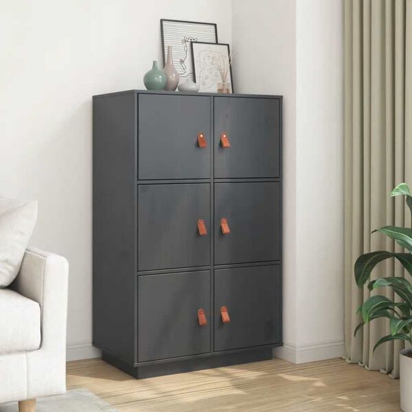 vidaXL Highboard grå 67x40x108,5 cm heltre furu