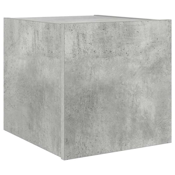 vidaXL Vegghengt TV-benk med LED-lys betonggr&aring; 30,5x35x30 cm