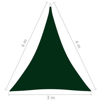 vidaXL Solseil oxfordstoff trekantet 3x4x4 m mørkegrønn