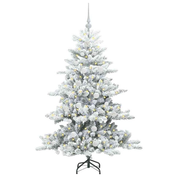 vidaXL Kunstig sammensatt juletre med 150 LED Hvit 150 cm PVC og st&aring;l