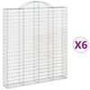 vidaXL Gabionkurver buede 6 stk 200x30x220/240 cm galvanisert jern