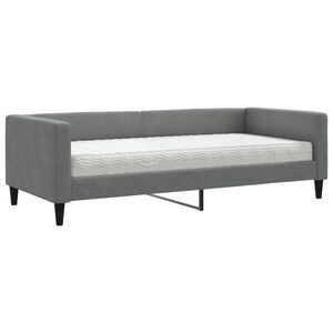 vidaXL Dagseng med madrass m&oslash;rkegr&aring; 90x190 cm stoff