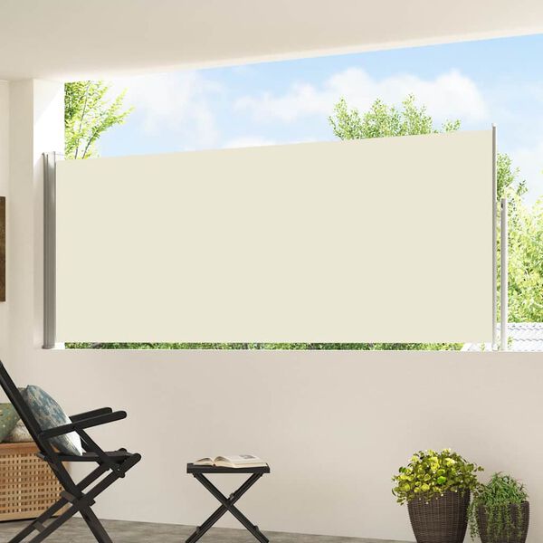 vidaXL Uttrekkbar sidemarkise 120x500 cm kremhvit